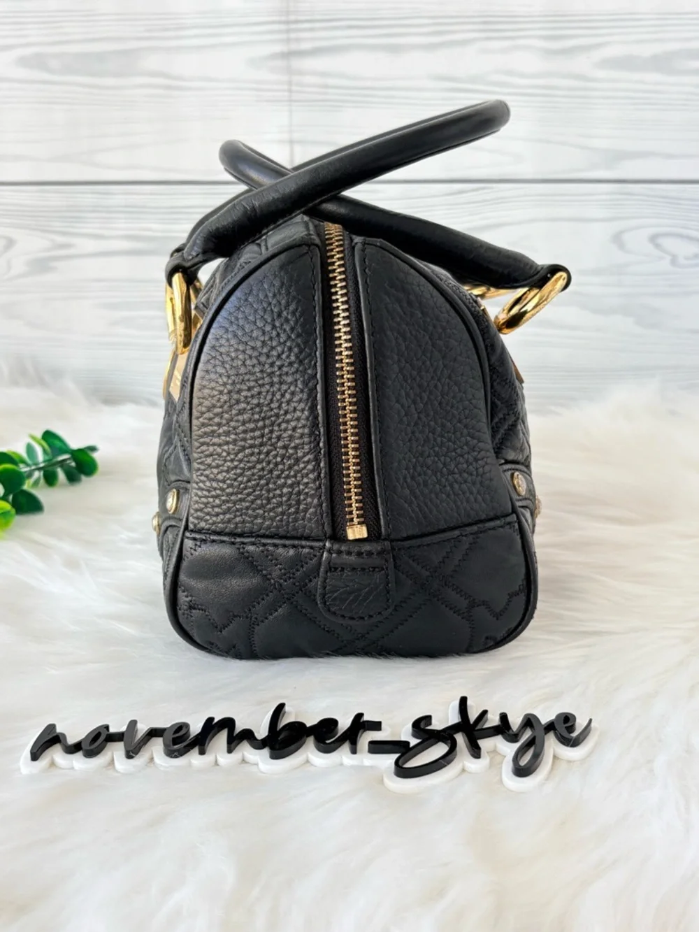 Metrocity Black Boston Bag with Gold‎ Accents